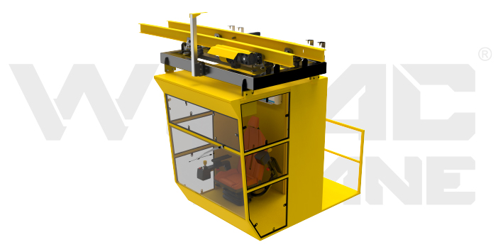 Kabin operator overhead crane dengan jendela panorama untuk visibilitas maksimal