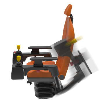 Interior kabin operator dengan kursi ergonomis dan kontrol